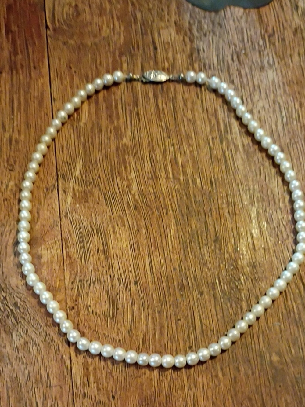 Vintage 14k Yellow Gold Clasp 6mm-6.5mm Cultured Pearl Necklace 17 in